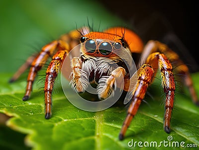 An orange jumping spider Cartoon Illustration