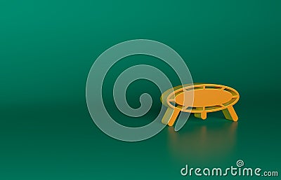 Orange Jumping trampoline icon isolated on green background. Minimalism concept. 3D render illustration Cartoon Illustration