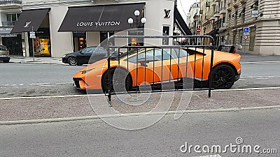 Orange Lamborghini Huracan Performante Side View Stock Footage - Video of design, automotive ...