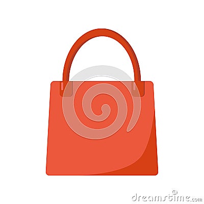 Orange large women`s shopping bag, isolated on a white background Vector Illustration