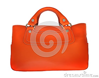 Orange leather bag Stock Photo