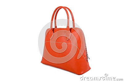 Orange Leather Handbag Stock Photo