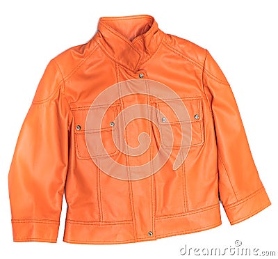 Orange leather jacket. Stock Photo