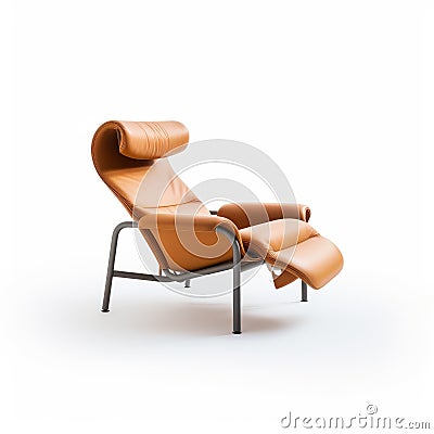 Orange Leather Recliner Chair With Toyo Ito Style - Photorealistic Rendering Stock Photo
