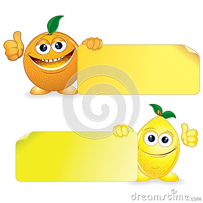 Orange with Lemon Vector Illustration
