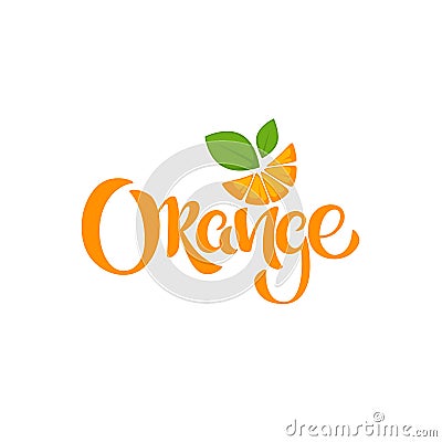 Orange lettering composition for your citrus juice logo, label, Vector Illustration