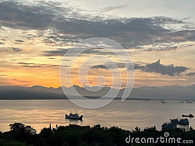 morning sky pattern on the ocean Editorial Stock Photo