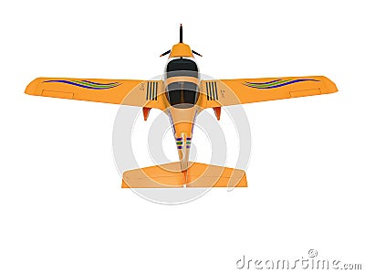 Orange light double airplane flies up 3d render on white background no shadow Stock Photo
