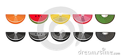 Orange, Lime, kiwi, watermelon slices pattern Vector Vector Illustration