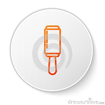 Orange line Adhesive roller for cleaning clothes icon isolated on white background. Getting rid of debris, dust, hair Vector Illustration