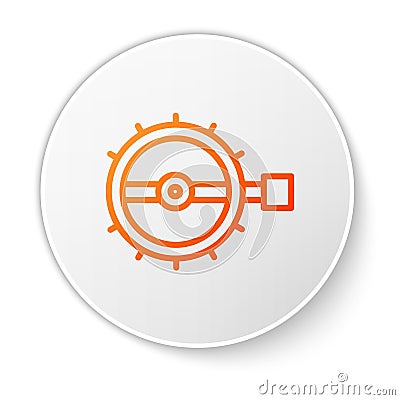 Orange line Trap hunting icon isolated on white background. White circle button. Vector Vector Illustration