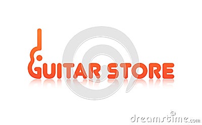 Orange Logo of Guitar Store Vector Illustration