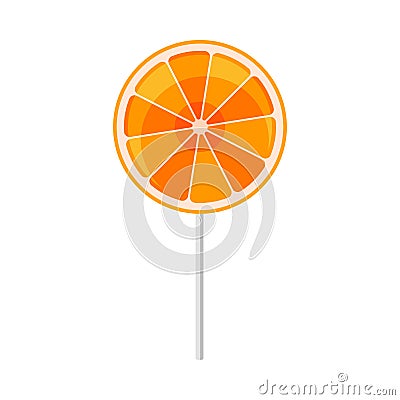 Orange lollipop. Vector illustration on a white background. Vector Illustration