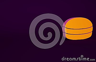 Orange Macaron cookie icon isolated on purple background. Macaroon sweet bakery. Minimalism concept. 3d illustration 3D Cartoon Illustration