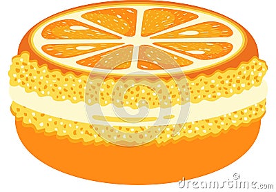 Orange macaron isolated on white Vector Illustration