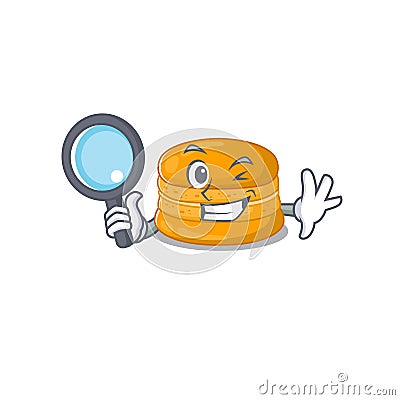 Orange macaron in Smart Detective picture character design Vector Illustration