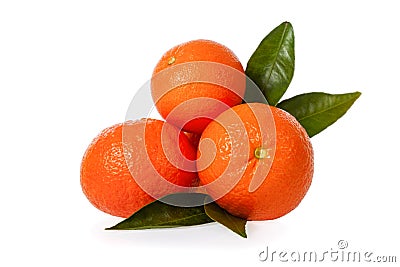 Orange mandarines, clementines, tangerines or small oranges with leaves Stock Photo