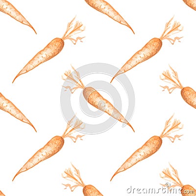 Orange monochrome carrot vegetable simple illustration sketch art vector seamless pattern texture background Vector Illustration