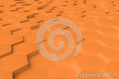 Orange monochrome hexagon tiles abstract background Stock Photo