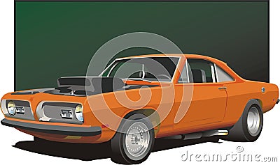 Orange Muscle Car Vector Illustration