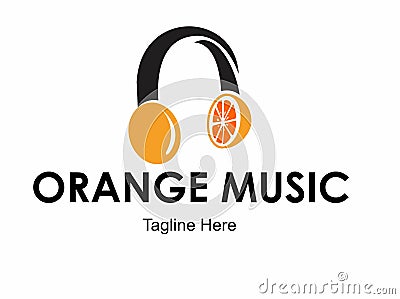 orange music logo design concept Cartoon Illustration