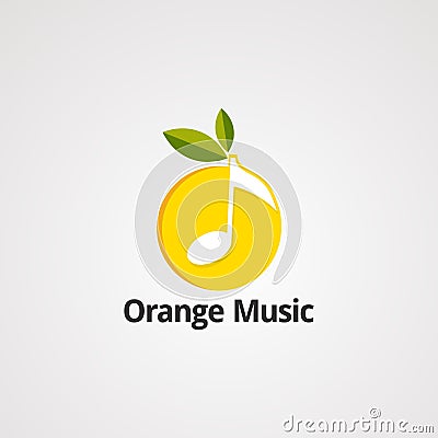 Orange music logo vector, icon, element, and template Vector Illustration