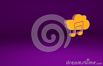 Orange Music streaming service icon isolated on purple background. Sound cloud computing, online media streaming, song Cartoon Illustration