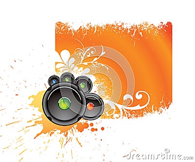 Orange musical banner Vector Illustration