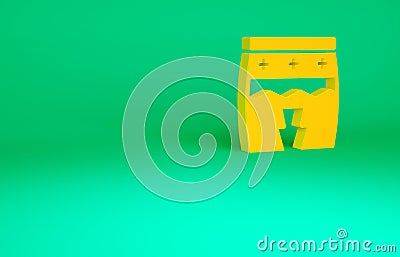 Orange Musical instrument huehuetl icon isolated on green background. Minimalism concept. 3d illustration 3D render Cartoon Illustration