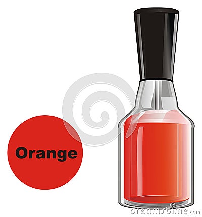 Orange nail lacquer and symbol Stock Photo