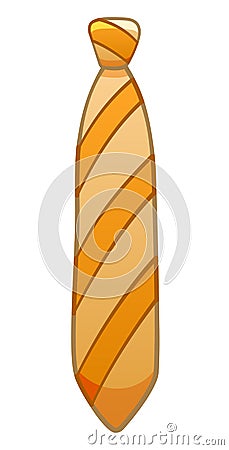 Orange necktie with beige strips on white background Cartoon Illustration