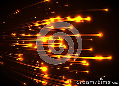 Orange neon light rays Vector Illustration