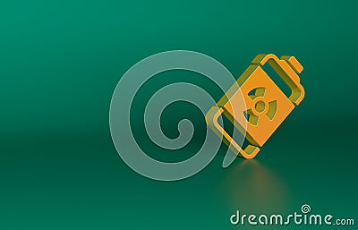 Orange Nuclear energy battery icon isolated on green background. Minimalism concept. 3D render illustration Cartoon Illustration