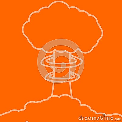 Orange nuclear mushroom Cartoon Illustration