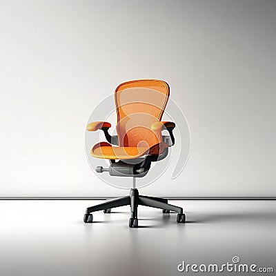 orange office chair in white background Stock Photo