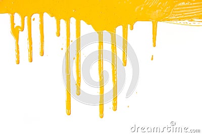 Orange paint dripping / isolated on white Stock Photo