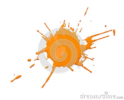 Orange paint splashes on white background, top view Stock Photo