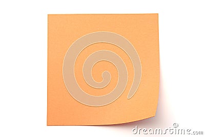 Orange paper stick note on white background Stock Photo