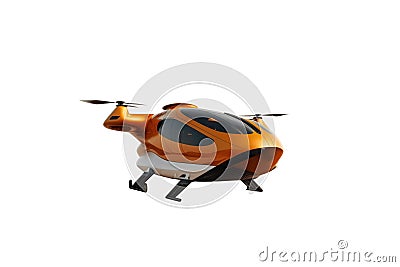 orange passenger drone taxi isolated on white background Stock Photo
