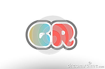 orange pastel blue alphabet letter gr g r logo combination icon Vector Illustration