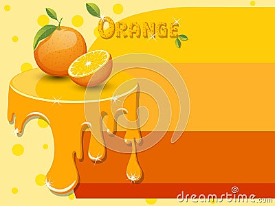 Orange pattern consisting of tasty sweet liquid, Melted flowing fruit. Copy space for text. Vector illustration Vector Illustration
