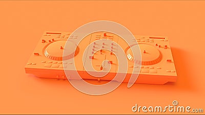 Orange / Peach DJ Decks Cartoon Illustration