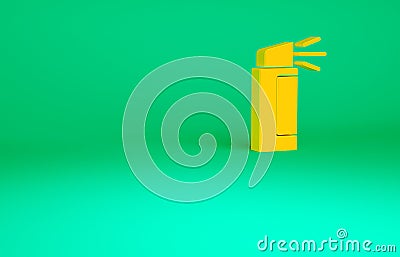 Orange Pepper spray icon isolated on green background. OC gas. Capsicum self defense aerosol. Minimalism concept. 3d Cartoon Illustration