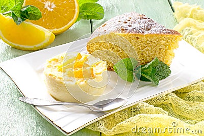 Orange pie and delicate orange dessert Stock Photo