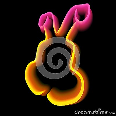 Orange and Pink bunny head Cartoon Illustration