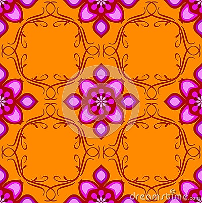 Orange pink eastern seamless Stock Photo