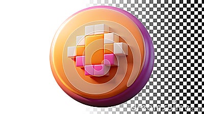 Orange pixel badge, retro game icon, 8-bit design, digital reward, asset png transparent image Generative AI Stock Photo