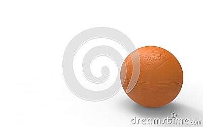 Orange plastic Basketball close-up on bright white studio background, gilded, yellow, match, team, win, NBA, 3d render Cartoon Illustration