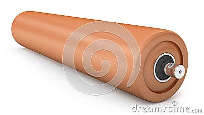 Orange plastic pulley for drum conveyor Stock Photo