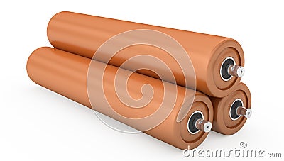 Orange plastic pulley for drum conveyor Stock Photo